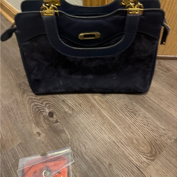 Etienne Aigner Black Suede Shoulder Bag - Picture 1 of 8
